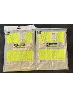 Lot of 2 High Visibility ANSI Class 2 Safety Waistcoat Reflective Vests Large